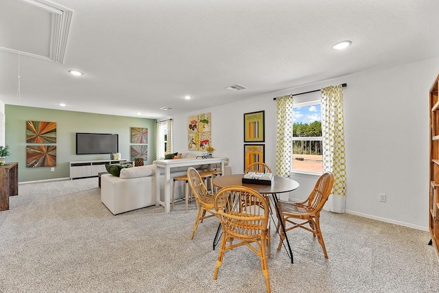 view of carpeted dining room