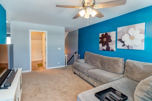 living room featuring light colored carpet