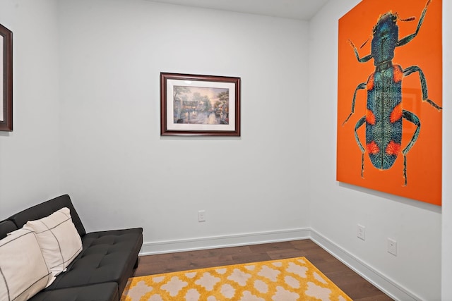 unfurnished room featuring dark hardwood / wood-style flooring