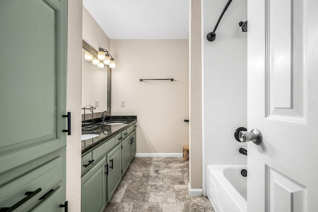 bathroom with vanity and tub / shower combination