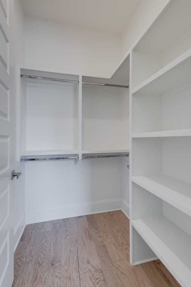 spacious closet featuring light wood-type flooring