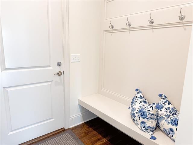 mudroom with hardwood / wood-style floors