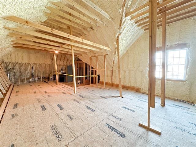 view of unfinished attic