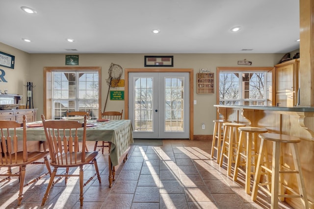 dining area with french doors