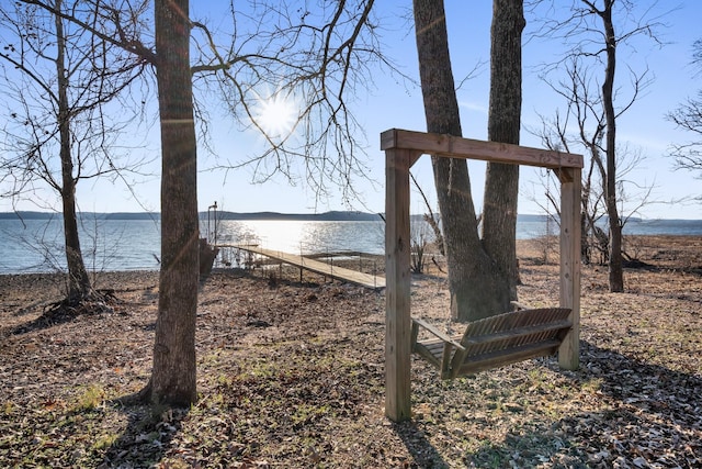 view of yard with a water view