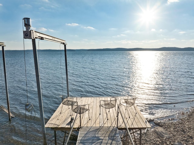 dock area with a water view