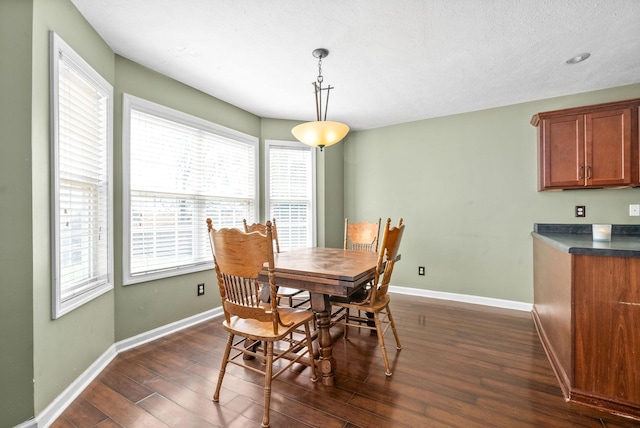 dining space featuring dark hardwood / wood-style floors