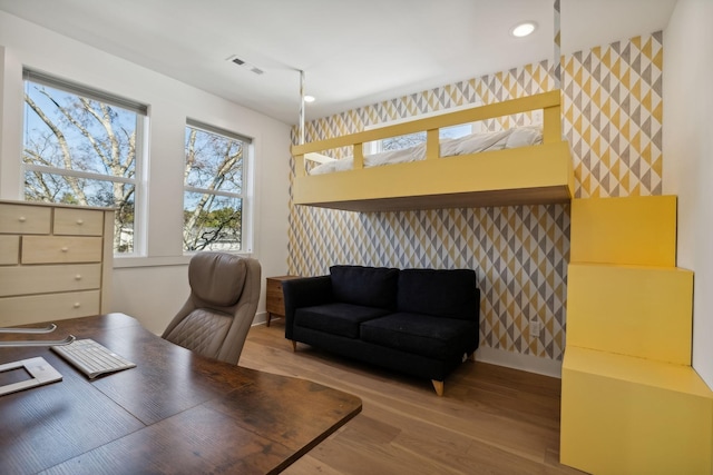 home office featuring wood-type flooring