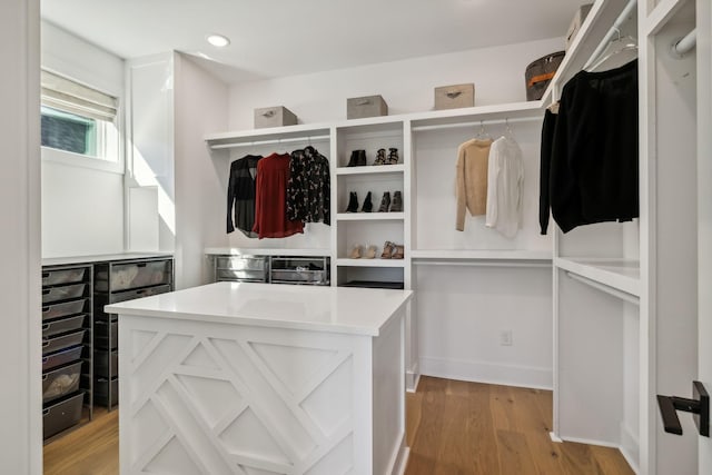 spacious closet with light wood-type flooring