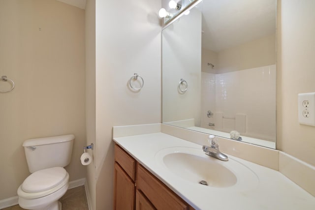 full bathroom featuring vanity, toilet, and bathing tub / shower combination