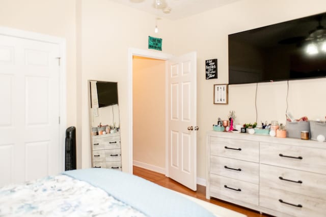 bedroom with light hardwood / wood-style floors