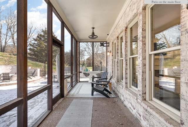 view of unfurnished sunroom