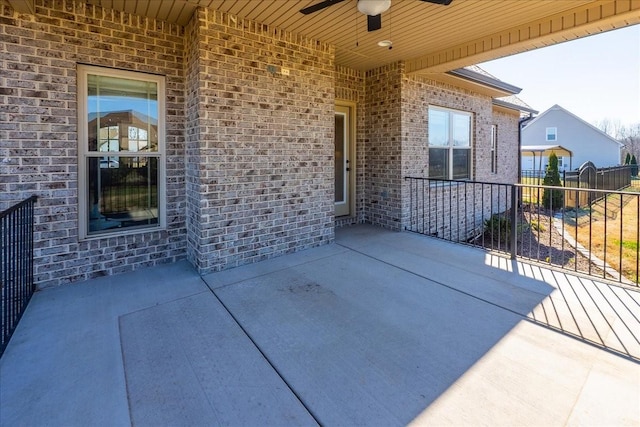 view of patio with ceiling fan