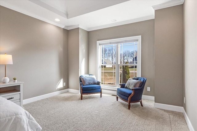 bedroom with carpet and ornamental molding