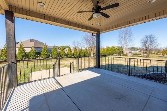 view of patio / terrace featuring ceiling fan