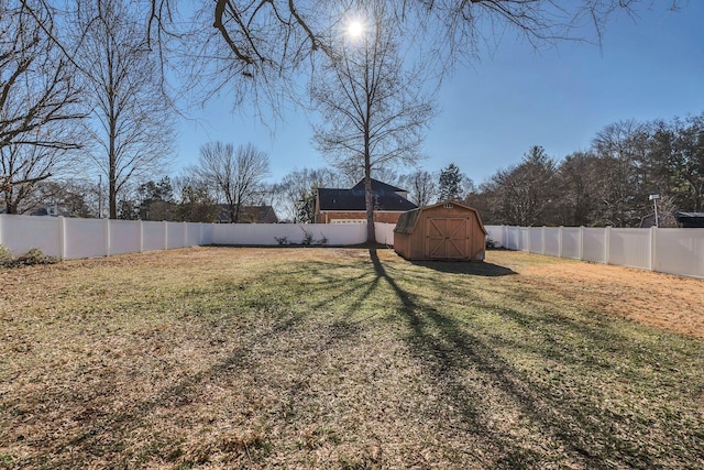 view of yard featuring a shed