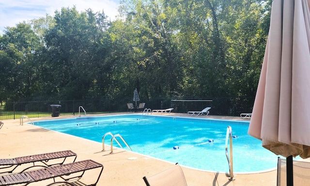 view of swimming pool with a patio