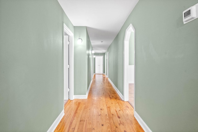 hall featuring light wood-type flooring