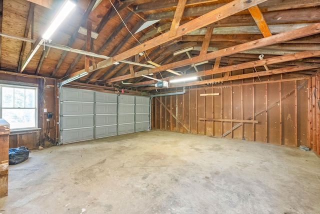 garage with a garage door opener