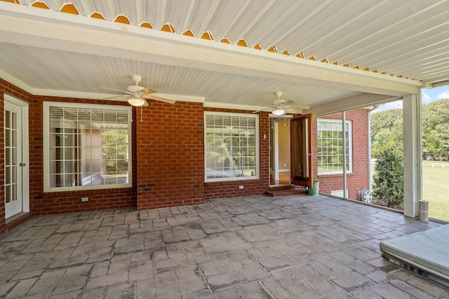 view of patio with ceiling fan