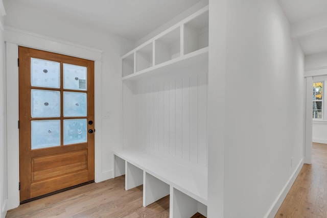 mudroom featuring light wood-type flooring