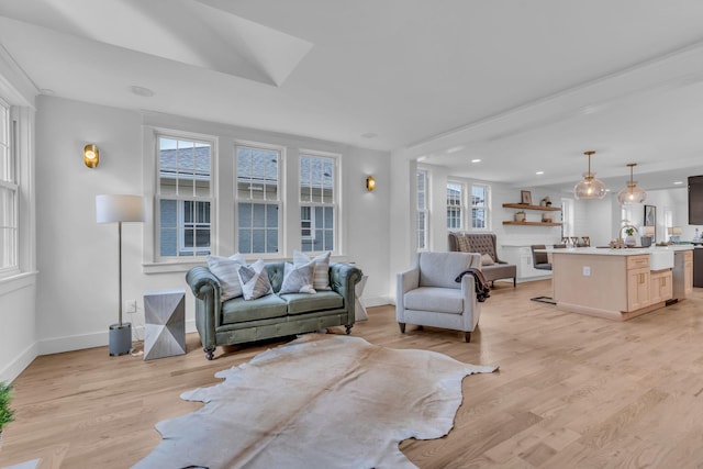 living room featuring light hardwood / wood-style flooring