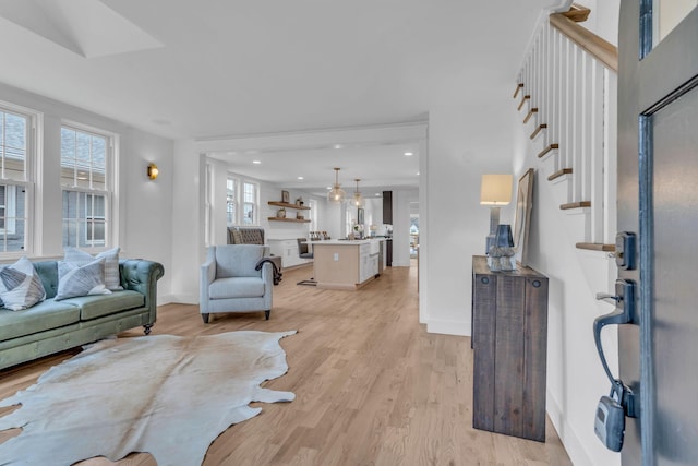 living room featuring light hardwood / wood-style flooring