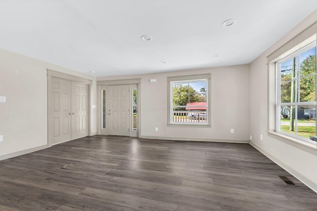 foyer featuring dark hardwood / wood-style flooring and plenty of natural light