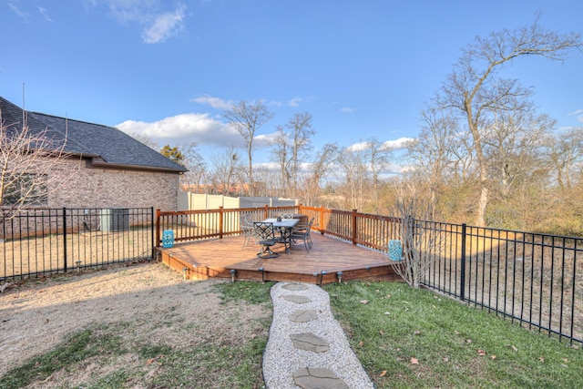 view of yard with a wooden deck