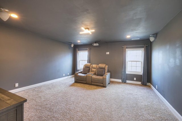 living area with carpet floors