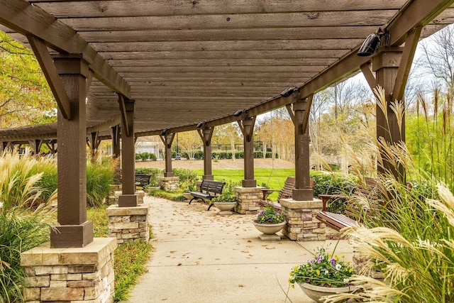 view of patio with a pergola