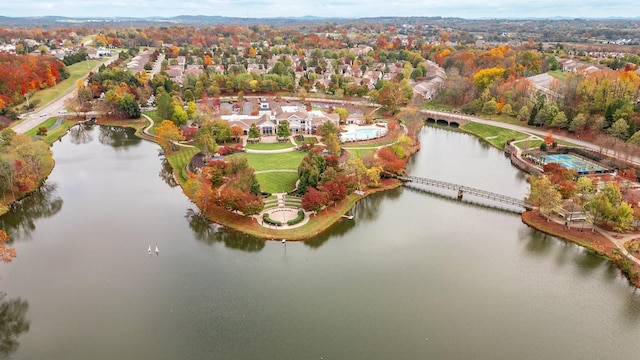 bird's eye view featuring a water view