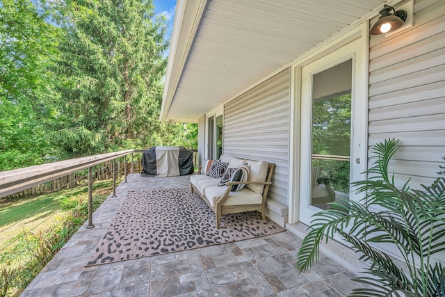 view of patio with grilling area