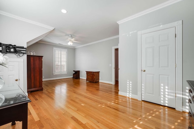 interior space with hardwood / wood-style flooring and ceiling fan