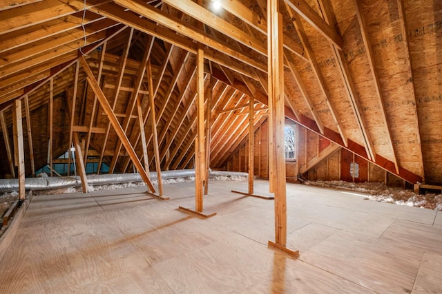 view of unfinished attic