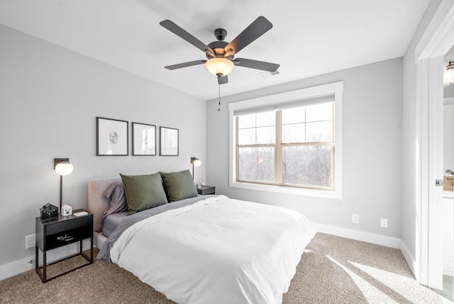 bedroom with carpet flooring and ceiling fan