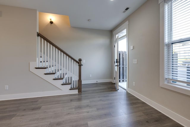 entrance foyer featuring wood-type flooring