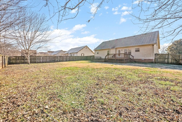 view of yard with a deck