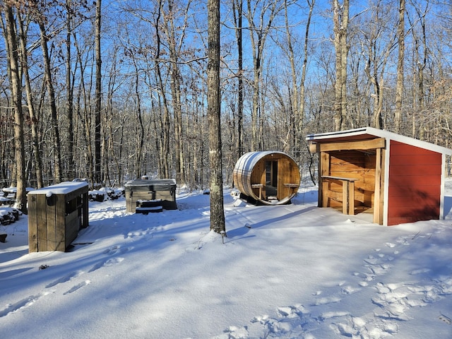 view of yard covered in snow