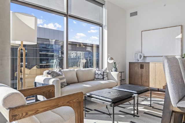 living room featuring a wealth of natural light