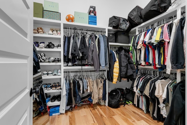 spacious closet featuring hardwood / wood-style flooring