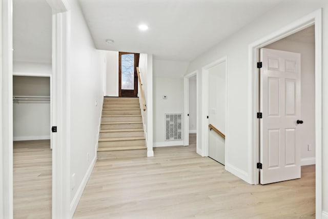 corridor featuring light wood-type flooring