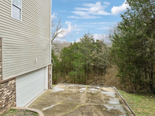 exterior space featuring a garage