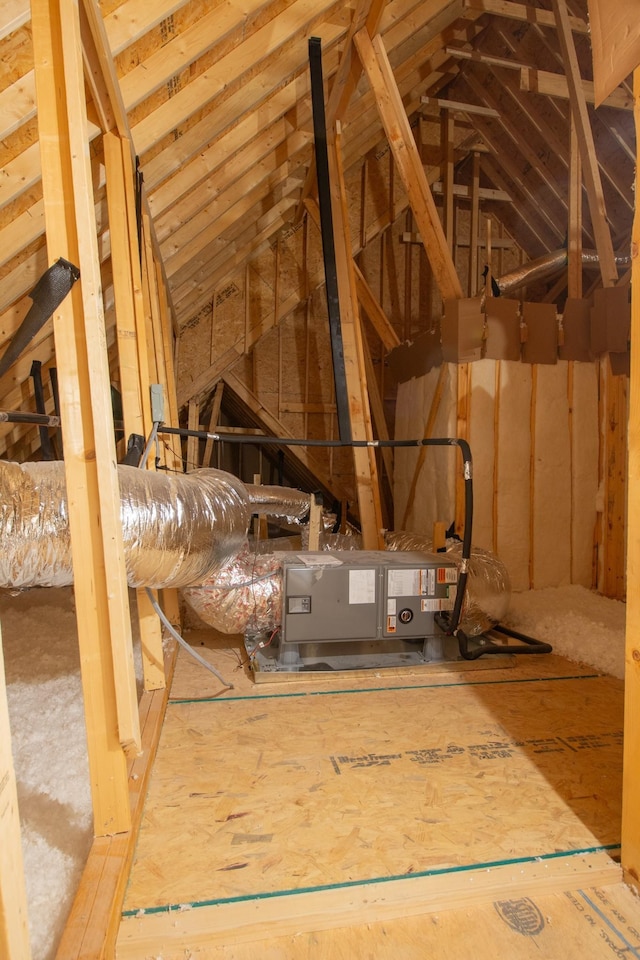 view of unfinished attic