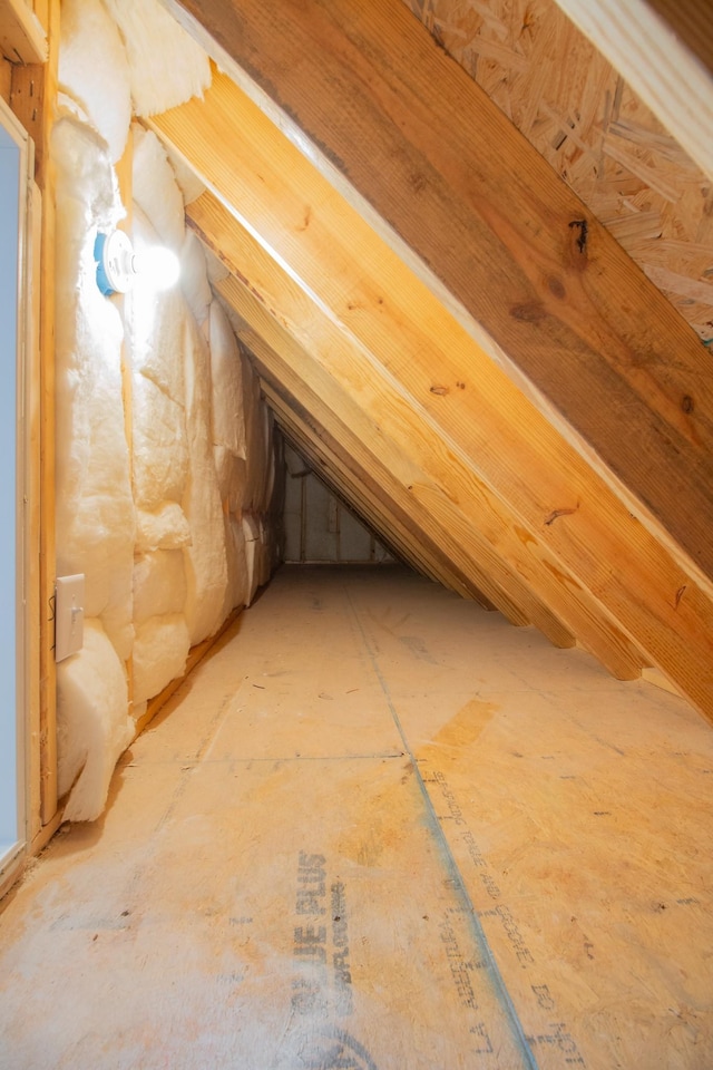 view of unfinished attic