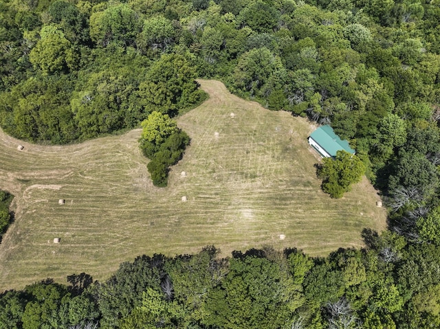 birds eye view of property featuring a rural view