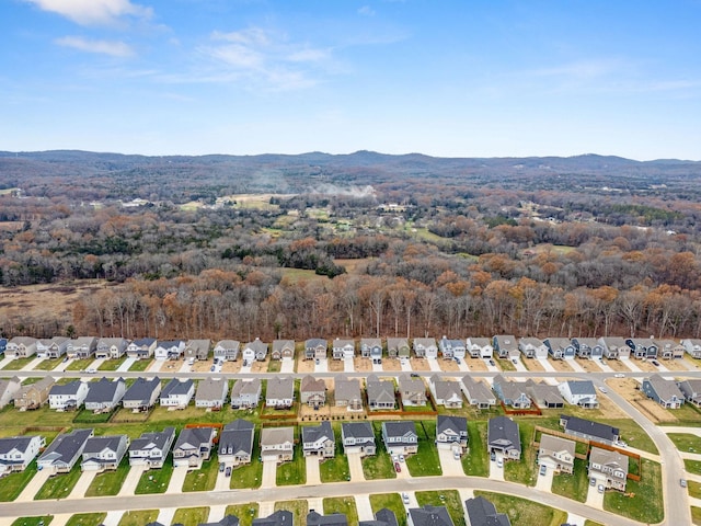 aerial view with a mountain view