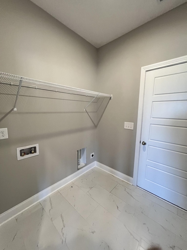 washroom with electric dryer hookup and hookup for a washing machine