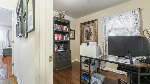 office space featuring dark hardwood / wood-style floors