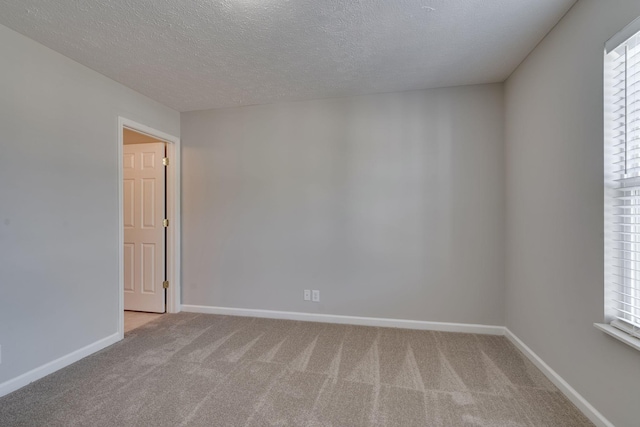 carpeted empty room with a textured ceiling